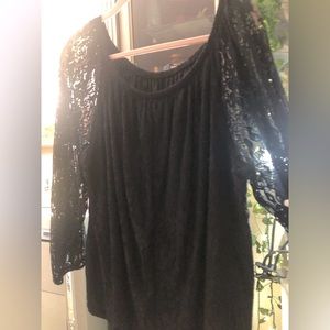 Black Lace Blouse with Lining